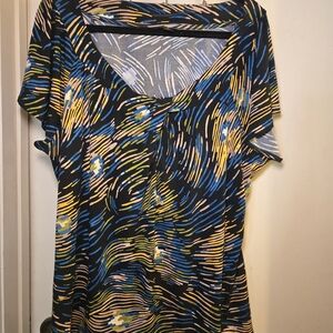 East 5th‎ Abstract Blue and Yellow Blouse